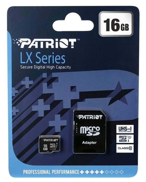 Карта пам`ятi MicroSDHC 16GB UHS-I Class 10 Patriot LX + SD-adapter (PSF16GMCSDHC10) (шт.)