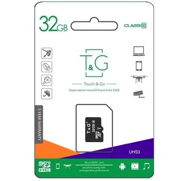 карта пам'яті T&G micro SD 32Gb без адаптера (шт.)