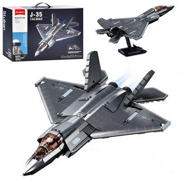Конструктор SLUBAN M38-B1186 (6шт) військовий літак, 38см, 1:44, 838дет,фігурка, в кор-ці, 45-33-12с (шт.)