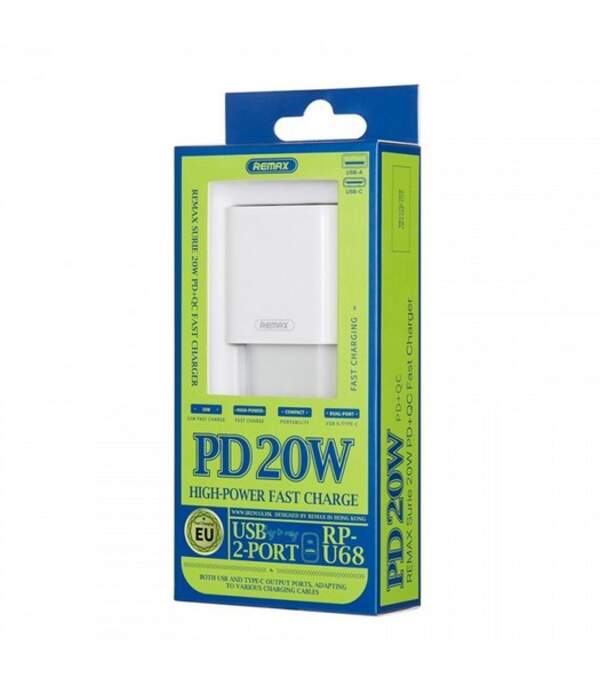 МЗП Remax RP-U68 Surie Series 20W PD+QC Fast Charger white (шт.)