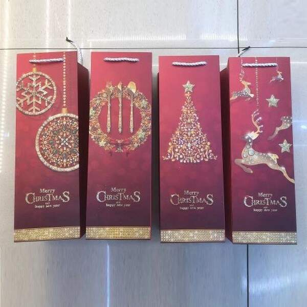 Пакет новорічний паперовий під пляшку "Merry Christmas" 12*10*36см R32990 (864шт) (шт.)