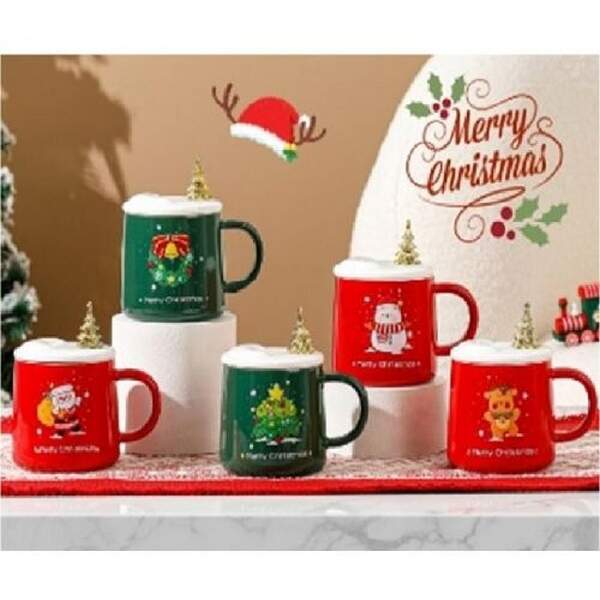 Чашка з кришкою та ложкою новорічна "Merry Christmas" 400мл R32294 (60шт) (шт.)