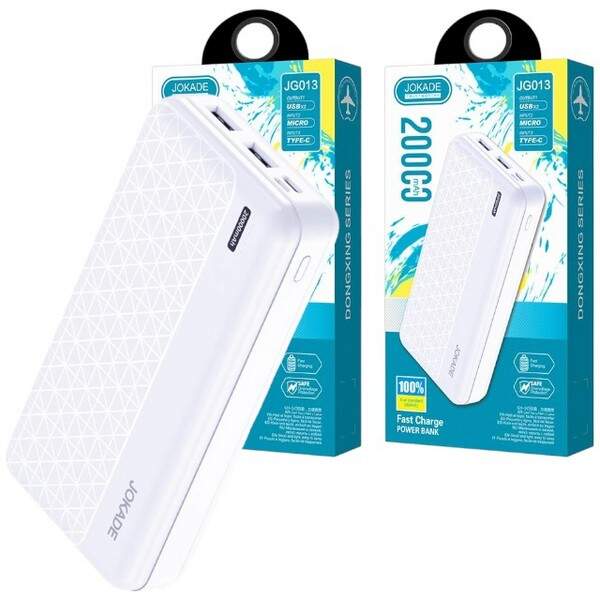 Портативний зовнішній акумулятор JOKADE 013 20000mAh білий (шт.)
