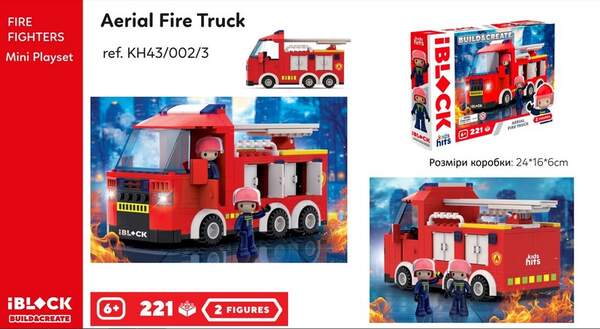 Конструктор Kids hits IBLOCK JUNIOR арт. KH43/002/3 (24шт)   FIRE 221дет., короб. 32*5*21.5 см (шт.)