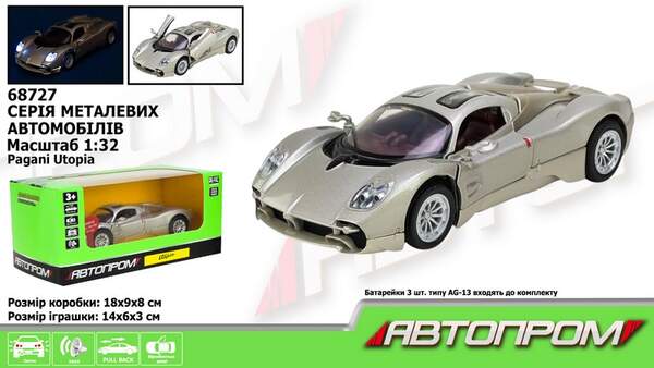 Машина мет. АВТОПРОМ арт. 68727 (48шт/2) 1:32 "Pagani Utopia", батар, світ., звук, відкр.двері, коро (шт.)