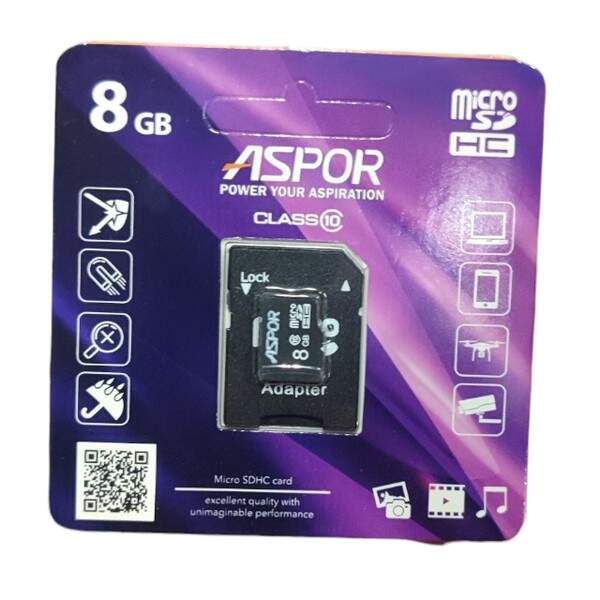 Карта пам`яті Aspor MicroSDHC 8GB (Class 10) + SD adapter (шт.)