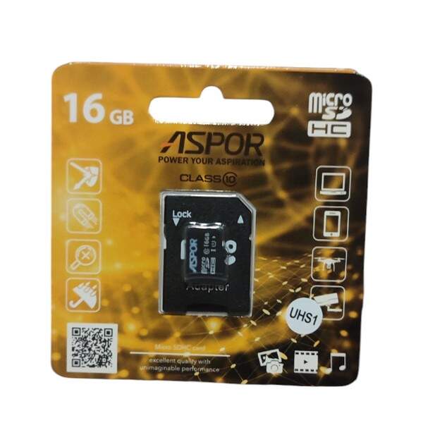 Карта пам`яті Aspor MicroSDHC 16GB UHS-I (Class 10) + SD adapter (шт.)