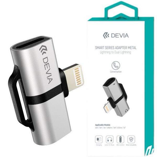 Перехідник DEVIA iP to Dual lightning сірий (8019) (шт.)