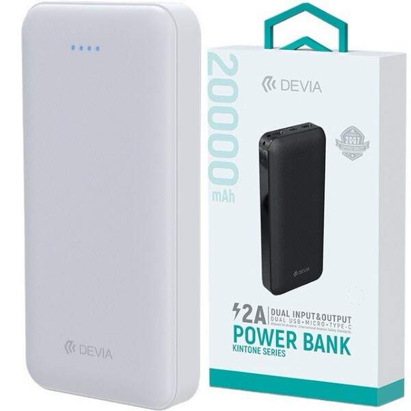 Зовнішній акумулятор DEVIA Kintone Series (4656) (20000Mah) білий (шт.)