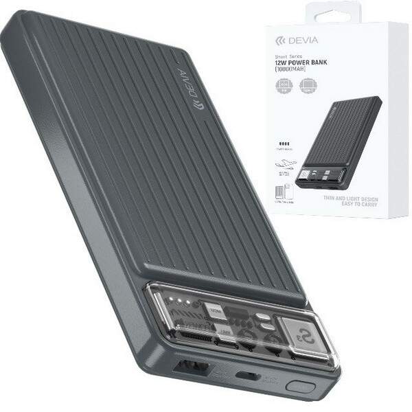 Зовнішній акумулятор DEVIA Smart Series 12W (6558) (10000mAh) темно-сірий (шт.)