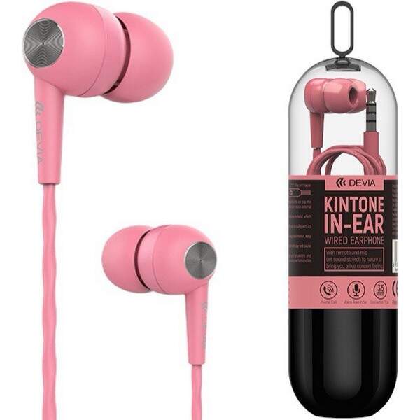 Навушники DEVIA Kintone  Headset V2 (3.5mm) Pink (колба) (шт.)