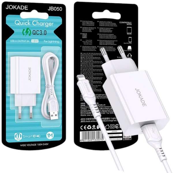 МЗП JOKADE JB050 QC3.0 18W + кабель Lightning (шт.)