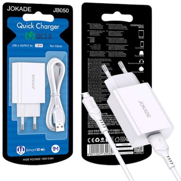 МЗП JOKADE JB050 QC3.0 18W + кабель Micro (шт.)