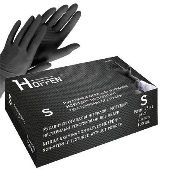 Рукавички нітрилові S Hoffen 3.5г нестерильні текстуровані б/п 50пар/уп HFN-13301S (10уп) (шт.)