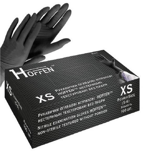 Рукавички нітрилові XS Hoffen 3.5г нестерильні текстуровані б/п 50пар/уп HFN-13301XS (10уп) (шт.)
