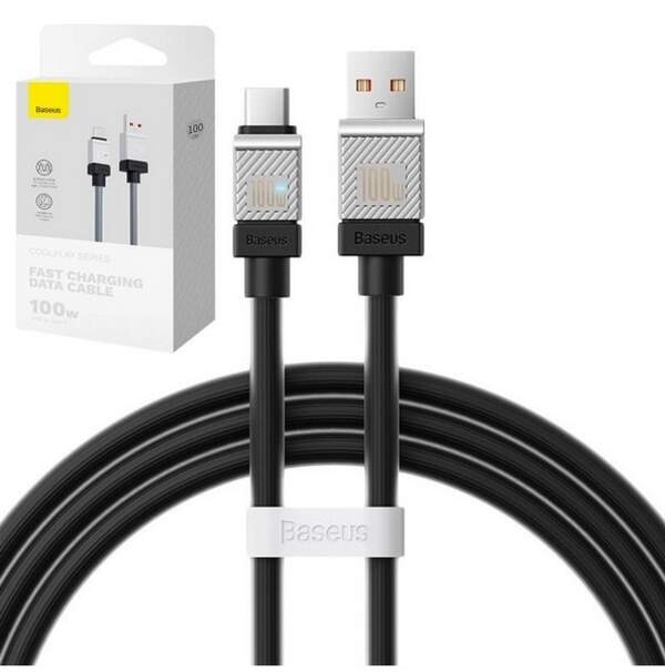 Кабель Baseus CoolPlay Series Fast Charging Cable USB to Type-C 100W 1m Black (CAKW000601) (шт.)