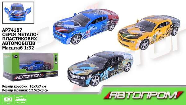 Машина мет. АВТОПРОМ арт. AP74187 (48шт/2) 1:32,3 кольори, відкр.двері,короб.16*7*7см (шт.)