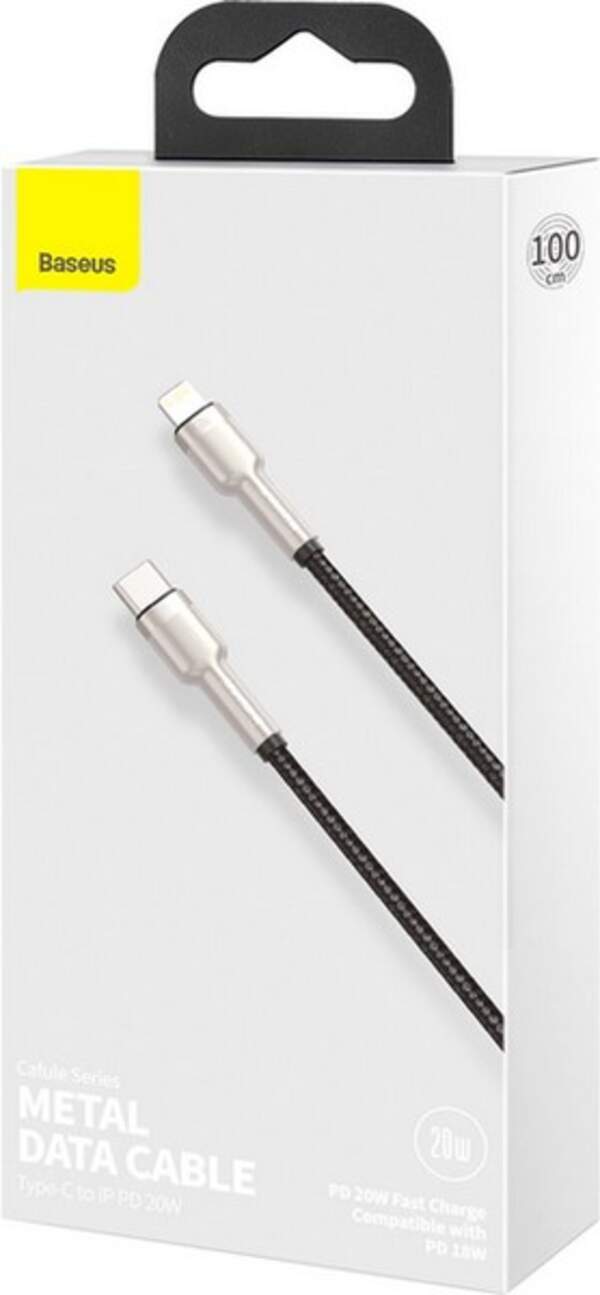 Кабель Baseus Cafule Metal Type-C to Lightning PD 20W 1 м Black (CATLJK-A01) (шт.)