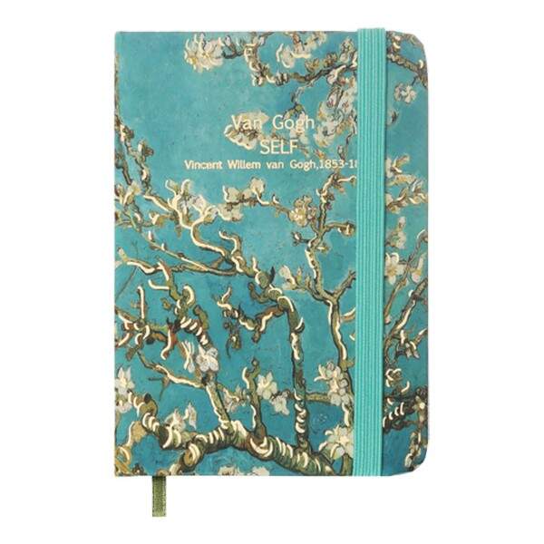 Книжка записна ALMOND BRANCHES, на гумці, А7, 80 арк., клітинка., офсет крем., тв.лам.обл., бірюзова (шт.)