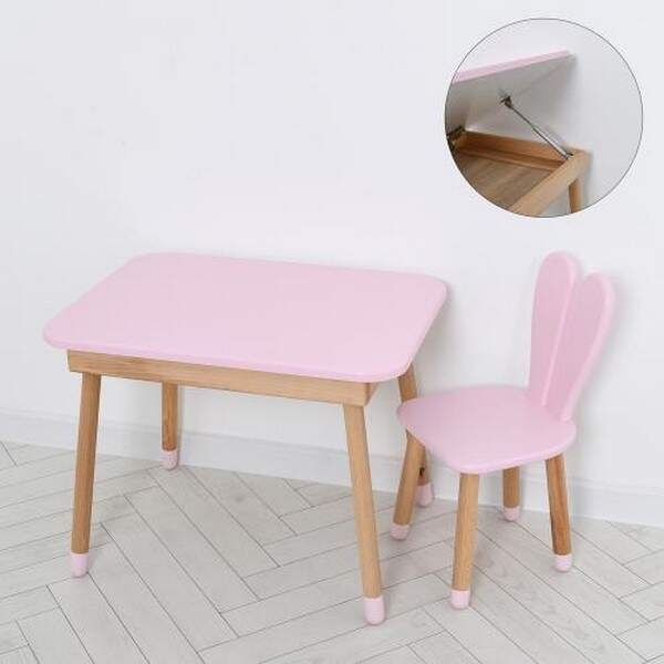 Столик 04-027R-TABLE (1шт)68-50см, зі стільчиком, айчик, ящик, рожевий (шт.)