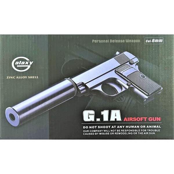 Пістолет страйкбольний G1A COLT25 з глушником метал чорний (36 шт) (шт.)