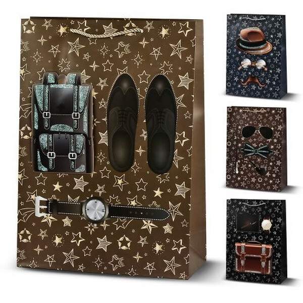 Пакет подарунковий паперовий L "Men's style 3D" 30*41.5*12см R97041-L (240шт) (шт.)