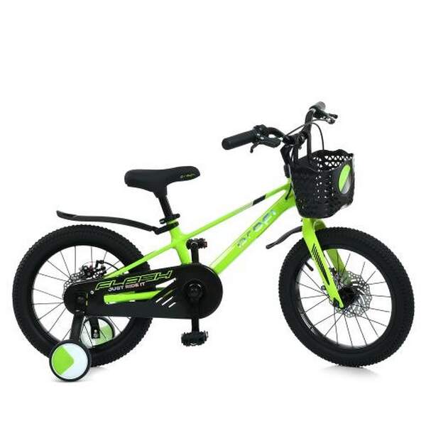 Велосипед дитячий 16д. PROF1 MB 1683 NEON GREEN (1шт) Flash,SKD85,магнієва рама,кошик,дод.кол.,зелен (шт.)