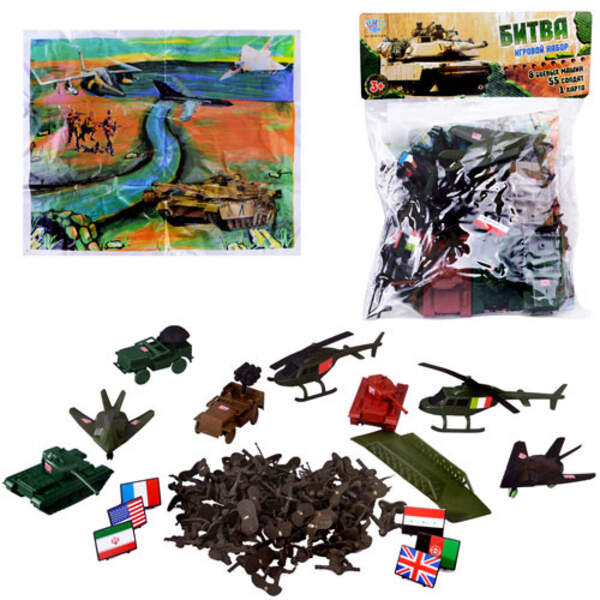 Комбат M 0274 U/R (96шт) карта, військова техніка, солдати, прапори 6шт, в кульку, 25-35-5см (шт.)