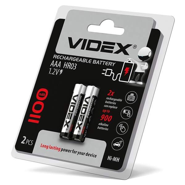 акум   Videx R03 1100mAh 2 бл, /20/200 (шт.)