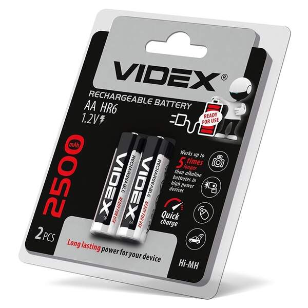 акум   Videx R06 2500mAh 2 бл, /20/200 (шт.)