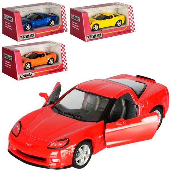Модель легкова 5' KT5320W CHEVROLET CORVETTE Z06 (2007) метал.інерц.відкр.дв.1:36 кор./96/ (шт.)