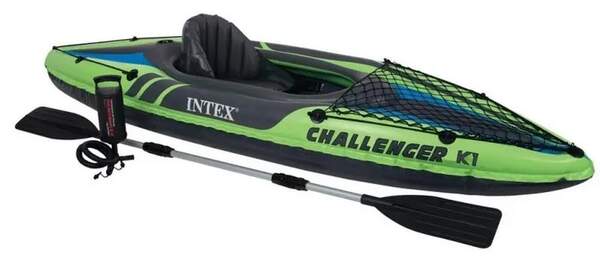 Човен 68305 (2шт) CHALLENGER K1 KAYAK 274-76-33 см, до 100кг, 1 чол, алюм.весло - 218см, насос 68614 (шт.)
